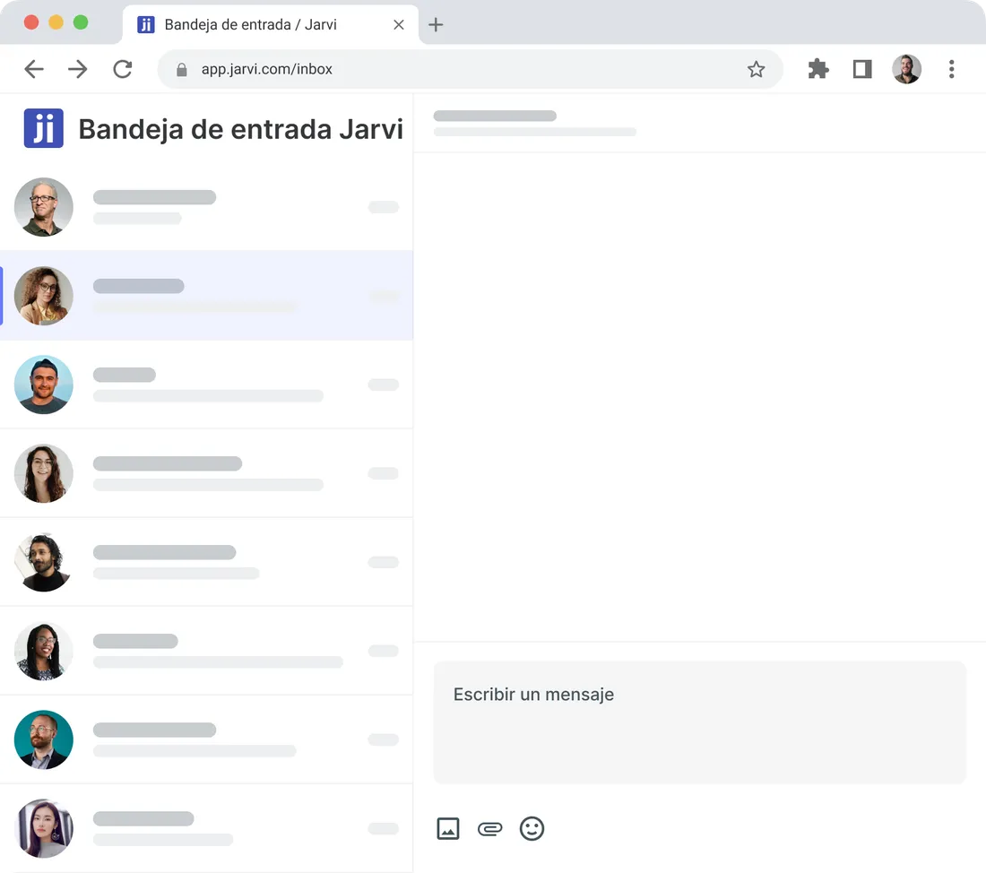 Interfaz del software de reclutamiento Jarvi con panel de prospección multicanal impulsado por IA