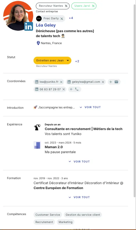 Añadir un perfil desde Linkedin