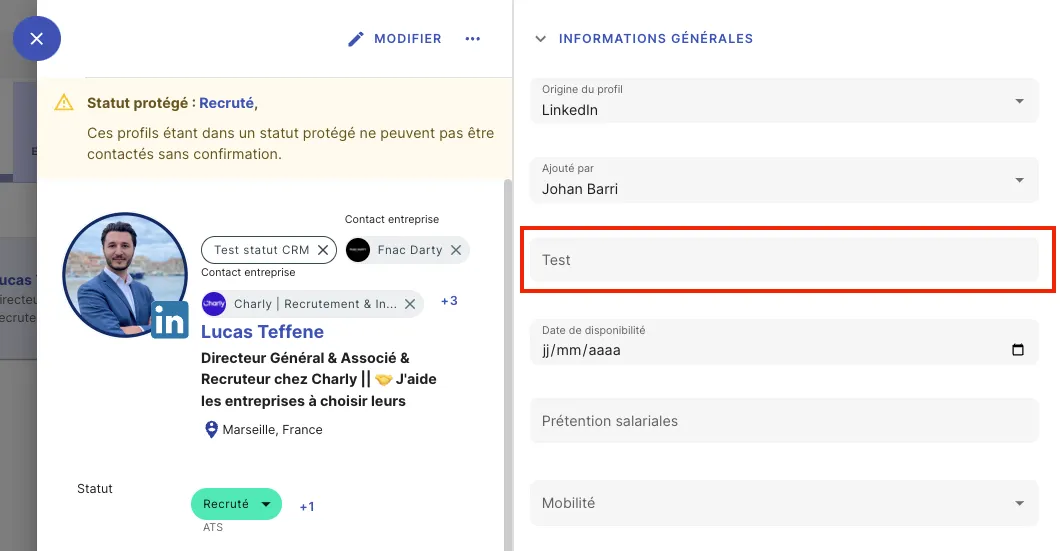 Organizar los campos personalizados en las fichas de talentos o empresas en Jarvi