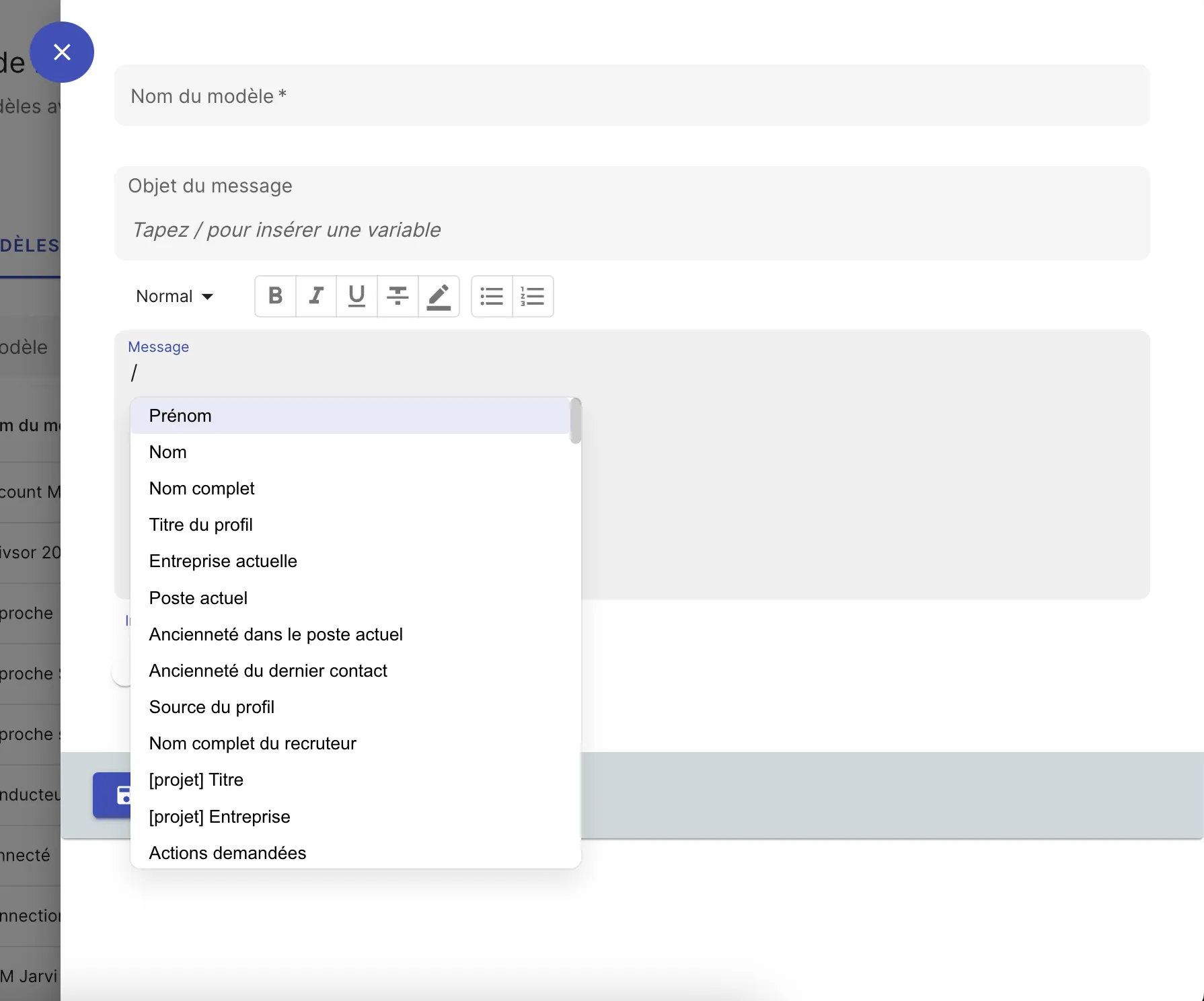 Creating a message template