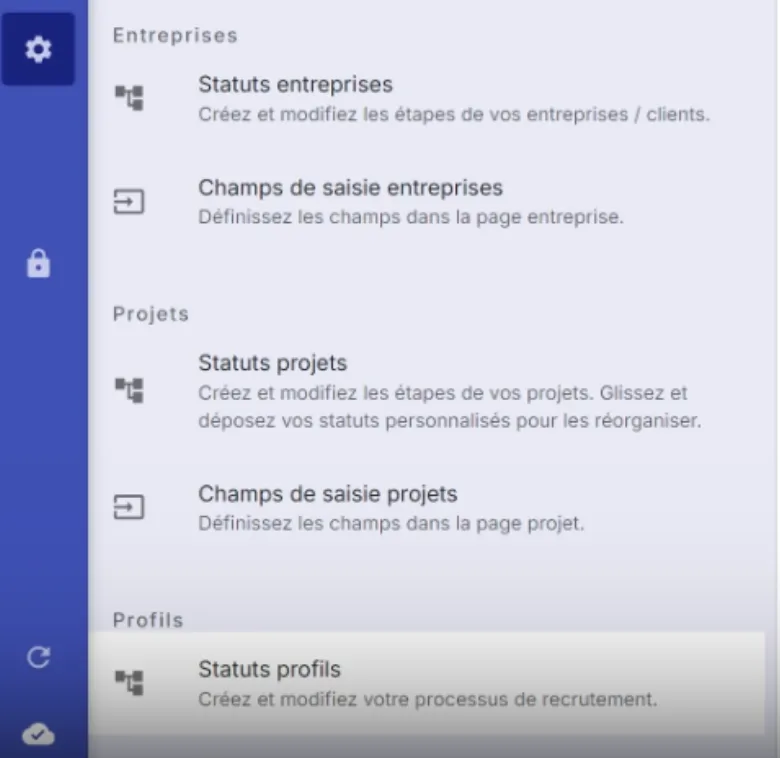 Accessing status settings to enable profile protection in Jarvi