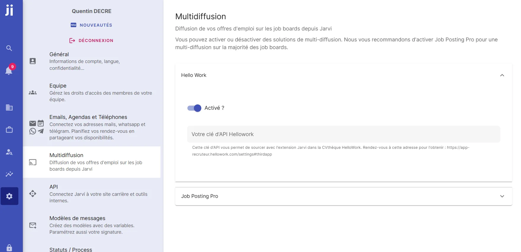 Jarvi preferences - activate HelloWork